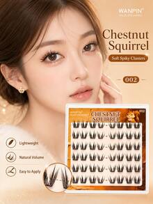 WANPIN WAN PIN Mei Li Shu 36 Clusters Glue-Free False Eyelashes, 9-13mm Natural Thin Cluster Lashes, Self-Adhesive Lightweight, Upgraded Fine Lash Roots, Comfortable And Secure, Long-Lasting Wear, Suitable For Daily Makeup - C - View 2