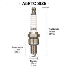 1PC 71mm A5RTC Spark Plug, Heat-Resistant Ceramic & Metal Small Engine Ignition Plug, White Ribbed Insulator With Threaded Electrode, Replacement Spark Plug For Generator, Lawn Mower & Garden Tool Engine Maintenance - A5RTC - View 3