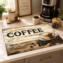 1pc Coffee Pattern Printed Diatomaceous Earth Kitchen Drain Mat, Absorbent Dish Drying Mat, Coffee Machine Mat, Dishwashing Mat, Sink Mat, Kitchen Countertop Protector, Suitable For Cups, Plates, Tableware And Kitchen Decor - Multicolor - View 7