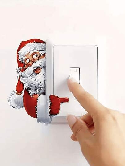 3pcs Christmas Holiday Decoration Wall Stickers Switch Stickers Decorate Home Background Wall, Consecrated Decoration, Socket Background Wall Decoration, Santa Claus, Christmas Snowman Holiday Decorations
