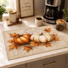 1pc Pumpkin Pattern Printed Diatomaceous Earth Kitchen Drain Mat, Absorbent Dish Drying Mat, Coffee Machine Mat, Dishwashing Mat, Sink Mat, Kitchen Countertop Protector, Suitable For Cups, Plates, Tableware And Kitchen Decor - Multicolor - View 7