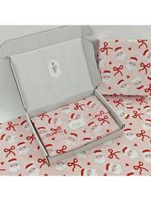 60/30/10 Sheets Santa Claus Gift Pattern Wrapping Paper, 50*35cm, With 8 Adhesive Stickers For Easy Sealing, Suitable For Christmas, Wedding, Valentine's Day, Birthday Gift Wrapping, Bouquet Wrapping, Gift Bag Filling And Party Favors - Santa Claus Bow - View 3