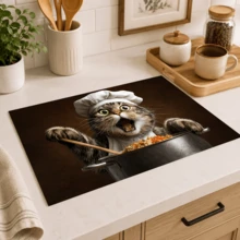 1pc, Cat Pattern Printed Diatomaceous Earth Kitchen Drain Mat, Absorbent Dish Drying Mat, Coffee Machine Mat, Dishwashing Mat, Sink Mat, Kitchen Countertop Protector, Suitable For Cups, Plates, Tableware And Kitchen Decor - Multicolor - View 6