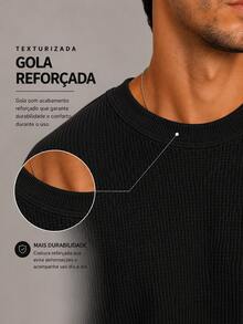 Set Of 2 RelaxMax Men's Casual Oversized Textured Knit Shirts - Black and Caramel - View 2