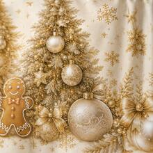 Elegant Christmas Tablecloth, Printed With "Joy To The World" Letters And Gold Tree Pattern, Polyester Fabric, Suitable For Holiday Parties, Family Dinners, Winter Home Decor And Christmas Dessert Table - A - View 8