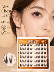 WANPIN WAN PIN Mei Li Shu 36 Clusters Glue-Free False Eyelashes, 9-13mm Natural Thin Cluster Lashes, Self-Adhesive Lightweight, Upgraded Fine Lash Roots, Comfortable And Secure, Long-Lasting Wear, Suitable For Daily Makeup - C - View 3