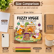 Fuzzy Hygge Bold & Easy Coloring Book 40 Pages, Kawaii Cute Animals Cozy Scenes, Stress Relief Activity For Kids Adults & Teens, Birthday Gift - Multicolor - View 3