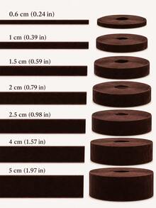 5 Yards Dark Brown Flocked Ribbon, Single-Sided Flocked Flocked Trim, Multiple Widths Suitable For DIY Crafts, Hair Accessories, Gift Wrapping, Wedding Decor And Home Decoration - Flocked Ribbon - View 2