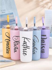 Gelas Sedotan Ukir 16oz yang Dipersonalisasi, Botol Air Stainless Steel, Perlengkapan Penting untuk Kembali ke Sekolah, Hadiah Ulang Tahun, Gelas Air Portabel yang Dapat Digunakan Kembali, Cocok untuk Kehidupan Kampus, Gelas Ukir Kustom untuk Pelajar, Mug Pantai Musim Panas yang Dipersonalisasi, Hadiah Hari Ibu - Gelas Sedotan Bernama Aneka Warna - View 5