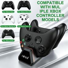 2.5H Fast Charge Dual Dock For One/S/X/Elite Controllers, 2 Rechargeable Batteries + 2 Covers Included, Red/Green LED Indicator, Green Ambient Light, Type-C, ABS, Black, Perfect For Gamers Who Hate Battery Swaps & Cable Clutter - View 7