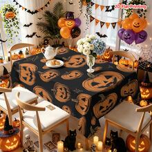1/2pcs Halloween Tablecloth, Halloween Pumpkin Pattern Polyester Tablecloth Suitable For Dining Table, Coffee Table, Kitchen, Picnic, Camping, Country Farmhouse Decor, Holiday Atmosphere Tabletop Protection Decorative Cloth - Multicolor - View 15