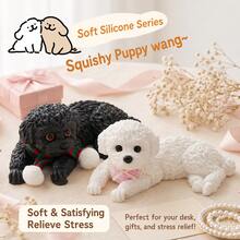 Realistic Teddy Dog Squeeze Toy, Cute Decorative Figurine, Adorable Pet Stress Relief Gadget - Multicolor - View 2