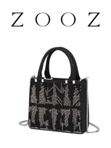 POHO ZOOZ Brand Luxury Women's Handbag Co-Branded Custom Medium Square Tote Bag - Black - Black - View 2