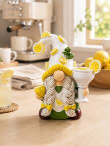 1pc Lemon Gnome Figurine, Cute Farmhouse Style Kitchen Decor, Spring Summer Lemon Mini Ornament, Suitable For Tiered Tray, Countertop, Coffee Bar, Shelf And Desk, Sweet Gift For Women, Mom, Friends And Gnome Lovers - Lemon - View 5