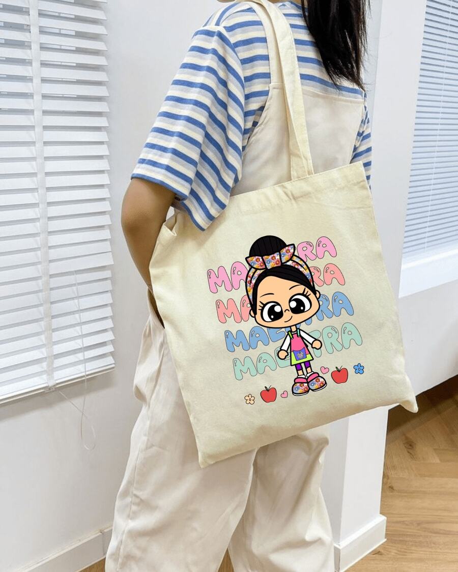 1 pieza Bolso de hombro tipo tote de estilo minimalista con estampado de DIA DEL MAESTRO, adecuado para trabajo, viajes, compras, escuela, gran capacidad, portátil, apropiado para adolescent - Multicolor - Ver 1