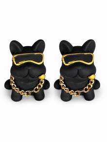 可愛鬥牛犬汽車裝飾品，配金鍊與眼鏡，趣味儀表板擺飾，適合愛狗人士，幽默汽車內飾配件，輕巧易安裝，送給男女駕駛者的完美禮物 - 彩色 - 查看 18