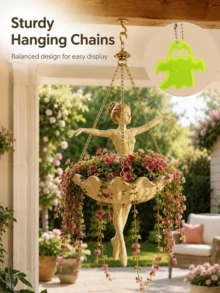 Ballerina Shaped Hanging Planter, Elegant Dancer Design Hanging Flower Pot, Decorative Hanging Basket, Suitable For Porch, Patio, Garden, Outdoor Seasonal Yard Decoration - Multi-color - View 11
