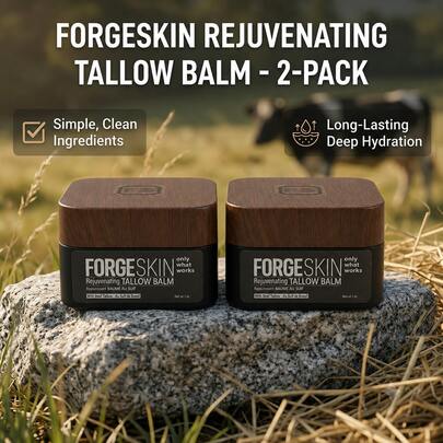 2Pcs FORGE SKIN Wrinkle Defense & Natural Anti-Aging Beef Tallow Moisturizer For Men - Face Balm Skincare Cream For Dry Rough Skin Tallow-Based Mens Face Lotion For Hydration Firmness Wrinkle Repair & Glow Honey Jojoba Hydrating Smooth Skin