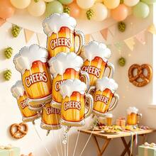 10pcs 16-Inch Mini Beer Mug Shaped Foil Balloons, Valentine's Day Birthday Wedding Beer Festival Party Gathering Toy Balloons - View 2