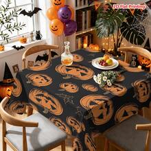 1/2pcs Halloween Tablecloth, Halloween Pumpkin Pattern Polyester Tablecloth Suitable For Dining Table, Coffee Table, Kitchen, Picnic, Camping, Country Farmhouse Decor, Holiday Atmosphere Tabletop Protection Decorative Cloth - Multicolor - View 7