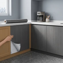 1 Roll Dark Gray Vinyl Wallpaper, Peel And Stick, Removable, Matte Self-Adhesive, PVC Waterproof Oil-Resistant Textured, Random Pattern, Easy To Install, Suitable For Cabinets, Bedroom, Living Room Wall Decor, Furniture Renovation - Wood Grain - View 10