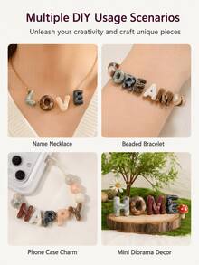 10 Peças Contas de Letras Acrílicas 21x14mm, 26 Letras de Cores Aleatórias Misturadas, Acessórios de Decoração de Roupas, Materiais para Fazer Joias Artesanais, Adequado para Colares, Pulseiras e Artesanato DIY - Multicolorido - Visão 4
