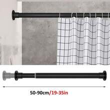 1pc Stainless Steel Black 20.47-32.28 Inch Telescopic Rod, Wardrobe Hanging Rod, No-Drill Shower Curtain Rod, Adjustable Clothes Drying Rack, Horizontal Clothes Rack Bar - Stainless Steel Black/52-82cm/20.47-32.28in - View 7