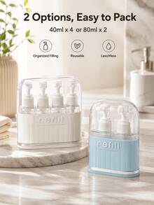 Set Botol Dispenser Perlengkapan Mandi Ukuran Travel, Set Botol Isi Ulang Portabel dengan Label, Cocok untuk Pembersih Wajah, Sampo, Sabun Mandi, dan Cairan Lainnya - MultiWarna - View 2
