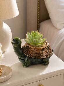 1pc Turtle Shaped Succulent Planter, Resin Animal Planter, Mini Desk Decor For Home & Office - Multicolor - View 9