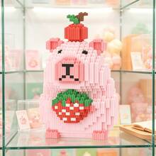 This 1097-Piece Building Block Set Creates A Strawberry Capybara, Which Is Adorable And Cute, Making It A Perfect Gift For Couples And Parents. The Assembly Difficulty Is Relatively High. It's An Ideal Gift For Christmas, Halloween, And The Back-To-School Season. - Multicolor - View 5
