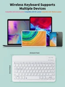 Keyboard Bluetooth Ultra Tipis Isi Ulang, Keyboard Nirkabel Portabel Ringkas (150mAh) Kompatibel dengan Tablet Galaxy Tab, Smartphone, Ponsel, Kompatibel dengan Android, iOS, Windows, Hadiah Kembali ke Sekolah - View 4