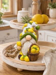 1pc Lemon Gnome Figurine, Cute Farmhouse Style Kitchen Decor, Spring Summer Lemon Mini Ornament, Suitable For Tiered Tray, Countertop, Coffee Bar, Shelf And Desk, Sweet Gift For Women, Mom, Friends And Gnome Lovers - Lemon - View 6