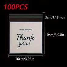 [100pcs Gift Bags] 100pcs "Thank You" Plastic Gift Bags, High-End Design Self-Sealing Transparent Gift Bags, Suitable For Packaging Jewelry, Party Favors And Daily Small Items - Transparent OPP Packaging Bags - One Size - View 13