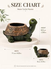 1pc Turtle Shaped Succulent Planter, Resin Animal Planter, Mini Desk Decor For Home & Office - Multicolor - View 5