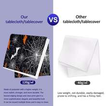 1/2pcs Halloween Tablecloth, Halloween Theme Polyester Fabric Tablecloth With Orange & White Bat Spider Web Pattern, Black Textured Background, Suitable For Dining Table, Coffee Table, Kitchen, Picnic, Camping, Country Farmhouse Decor, Holiday Tabletop Protection - Multicolor - View 8