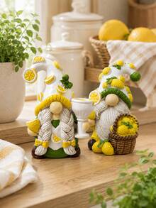 1pc Lemon Gnome Figurine, Cute Farmhouse Style Kitchen Decor, Spring Summer Lemon Mini Ornament, Suitable For Tiered Tray, Countertop, Coffee Bar, Shelf And Desk, Sweet Gift For Women, Mom, Friends And Gnome Lovers - Lemon - View 4