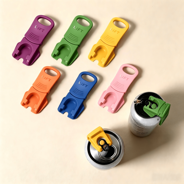 Abridor de latas de refresco para latas con anilla, paquete de 6 abridor de latas de bebida plegable multicolor, clip protector de uñas para latas de bebida, tapa anti-insectos para latas de refresco para playa, picnic y viajes al aire libre