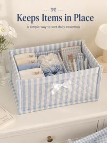 Bow Lace Foldable Fabric Storage Basket, Large Capacity Desktop Organizer Bin For Cosmetics, Toys, Books And Sundries,Room Decor For Bedroom, Nursery, Dorm,Holiday ,Holiday ,Cyber Monday ,Christmas,Christmas Gifts,Halloween - Multicolor - View 6