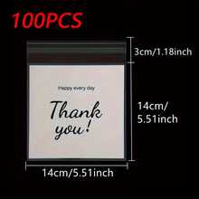 [100pcs Gift Bags] 100pcs "Thank You" Plastic Gift Bags, High-End Design Self-Sealing Transparent Gift Bags, Suitable For Packaging Jewelry, Party Favors And Daily Small Items - Transparent OPP Packaging Bags - One Size - View 12