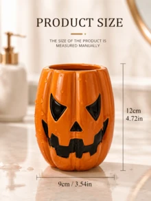 1pc Halloween Pumpkin Face Flower Vase, Glossy Spooky Decorative Vase For Living Room, Mantel, Tabletop & Fall Home Decor - A - View 5