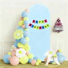Light Blue Arch Backdrop, 5ft, 6ft, 6.6ft, 7.2ft Wedding Arch Cover, Double-Sided Spandex Fabric Arch Backdrop, Dome Arch Backdrop, Suitable For Birthday Party And Wedding Arch Frame Decoration (Arch Frame Not Included, Only Backdrop Sold) - Light Blue - View 3