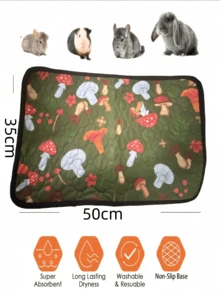 1pc Washable & Reusable Guinea Pig Bed Mat - High Absorbency Cage Liner, Cute Rabbit Design, Quick Dry & Easy To Clean, Suitable For Small Pets Like Guinea Pigs, Hamsters - B - View 4