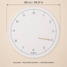 Newborn Photography Prop Round Clock Milestone Blanket With Wooden Arrow Pom Pom Edge Baby Boy Girl Growth Photo Mat For 1 To 12 Months - Multicolor - View 3