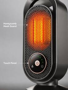SOKANY PTC Ceramic Space Heater Portable Electric Desktop Heater Fast Heating 60° Wide Angle Warm Air Touch Control 1-8H Timer Intelligent Constant Temperature Suitable For Home Office Bedroom - Black - View 10
