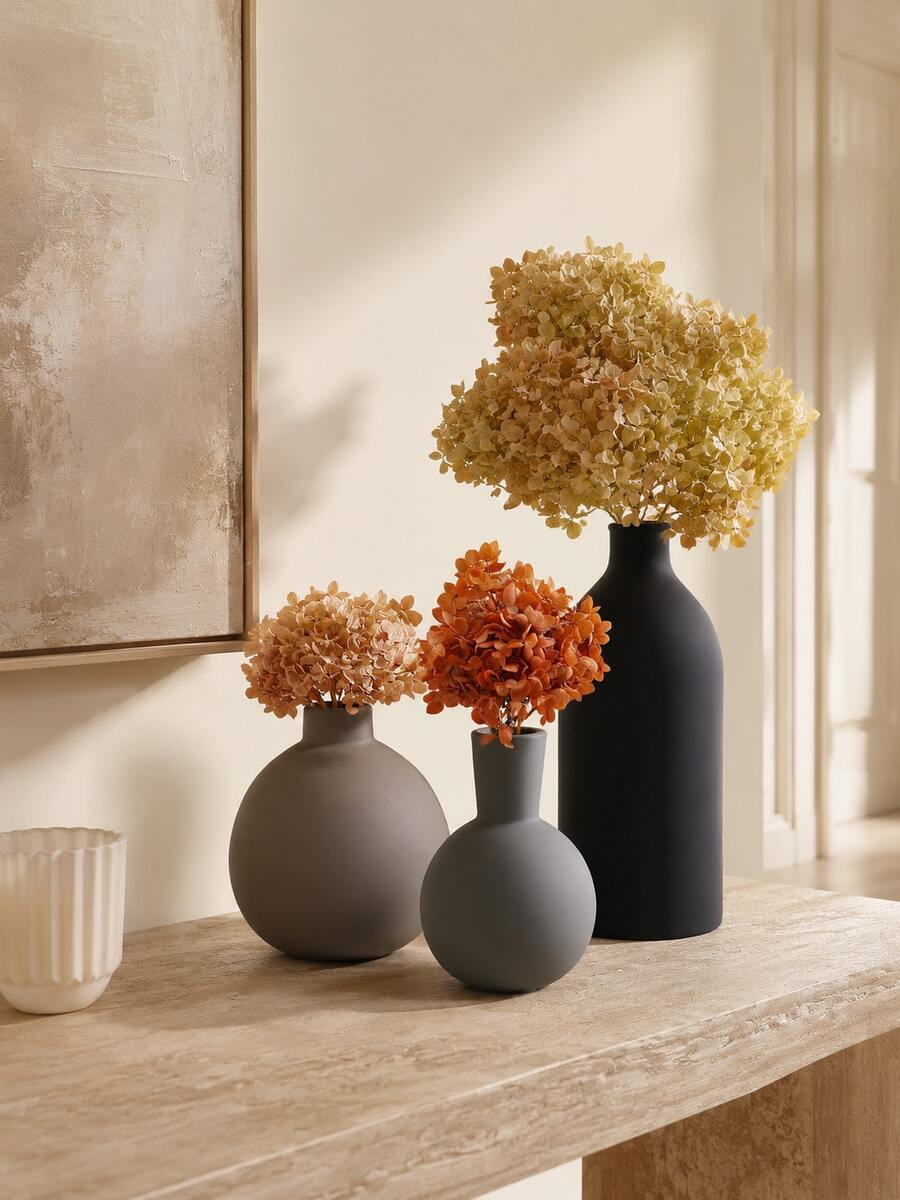 1pc Modern Minimalist Resin Vase Set, Black Brown And Gray Decorative Flower Vases For Dried Or Artificial Flowers, Tabletop Home Decor For Living Room, Dining Table, Entryway, Bookshelf, Office, Coffee Table And Housewarming Gift - A - View 1