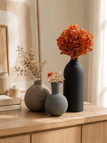 1pc Modern Minimalist Resin Vase Set, Black Brown And Gray Decorative Flower Vases For Dried Or Artificial Flowers, Tabletop Home Decor For Living Room, Dining Table, Entryway, Bookshelf, Office, Coffee Table And Housewarming Gift - A - View 10