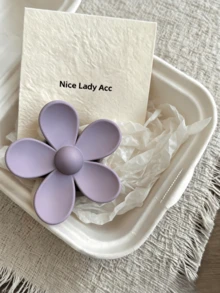 2件組啞光花朵髮夾，純色花卉髮夾，極簡風女性髮飾，適合日常配戴與休閒度假造型 - 多色-E款 - 查看 2