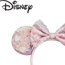 Disney Pink Heart Sequin Mickey Ears Headband, Sweet Bow Decor Hair Accessory, Suitable For Halloween, Christmas, Theme Park, Party, Cosplay Costume - Love a - View 8