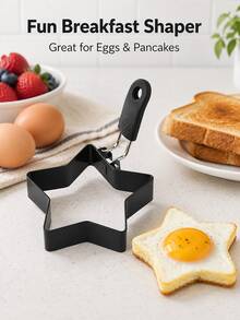 1pc Star-Shaped Egg Pancake Mold, Breakfast Shaping Mold, Easy Release, Mini Pancake Sandwich Egg Mold For Brunch, Home Kitchen Meal Prep And Daily Cooking Assistant - Multicolor - View 5