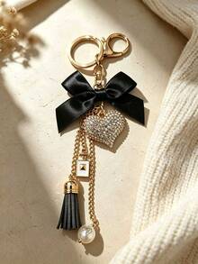 1pc Bowknot Keychain, Car Pendant, Hair Accessory, Casual Bohemian Party Cute Street Elegant Zinc Alloy, Suitable For All Seasons - Black - View 7
